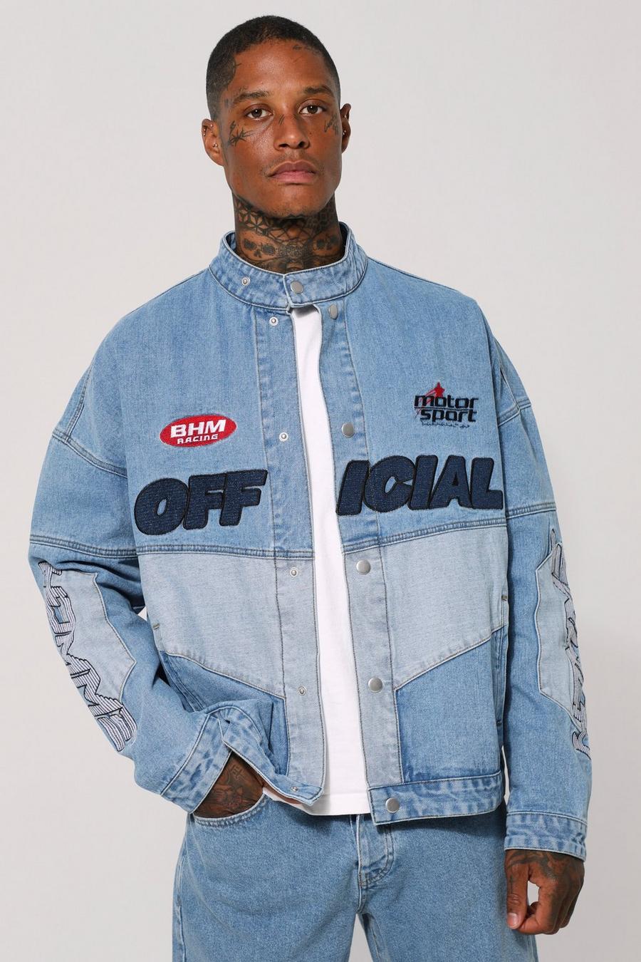Oversized Moto Denim Jacket | boohoo USA Oversized Moto Denim Jacket | boohoo USA
